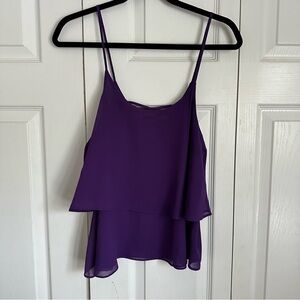 Thanth Tank Top Womens Large Double Layer Chiffon Strappy Sleeveless Blouse